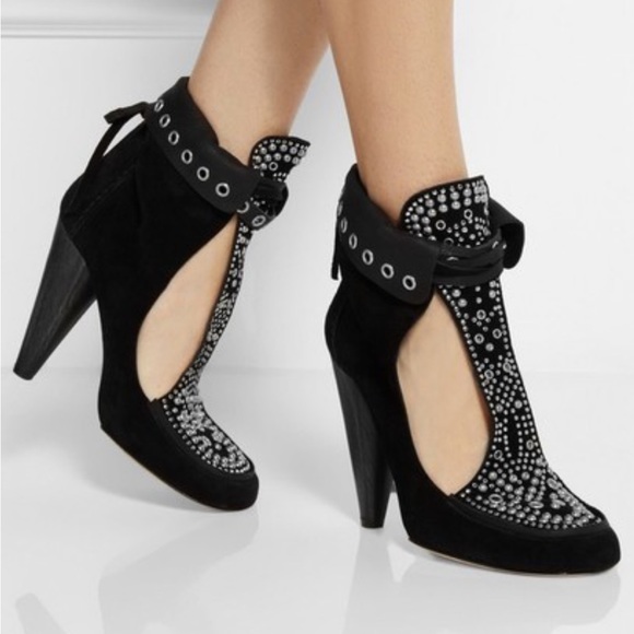 isabel marant Milla tie cut out leather suede loafer ankle boot bootie 38 7.5-8 - Picture 13 of 13